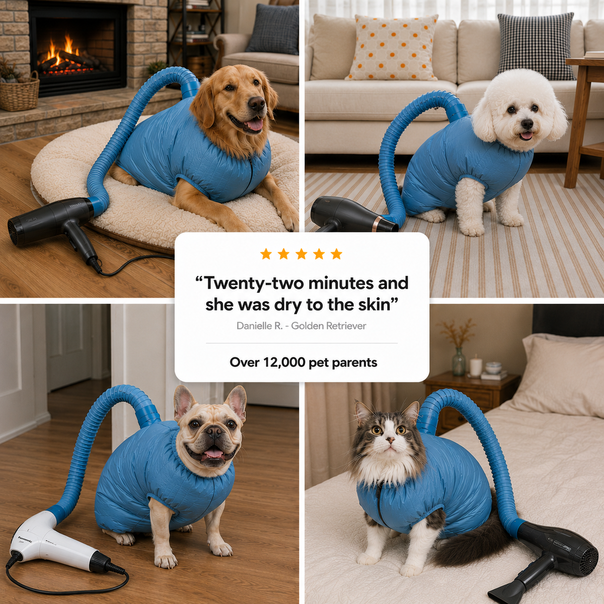 Quick Pet Hair Drying Suit for Small, Medium & Large Dogs and Cats
