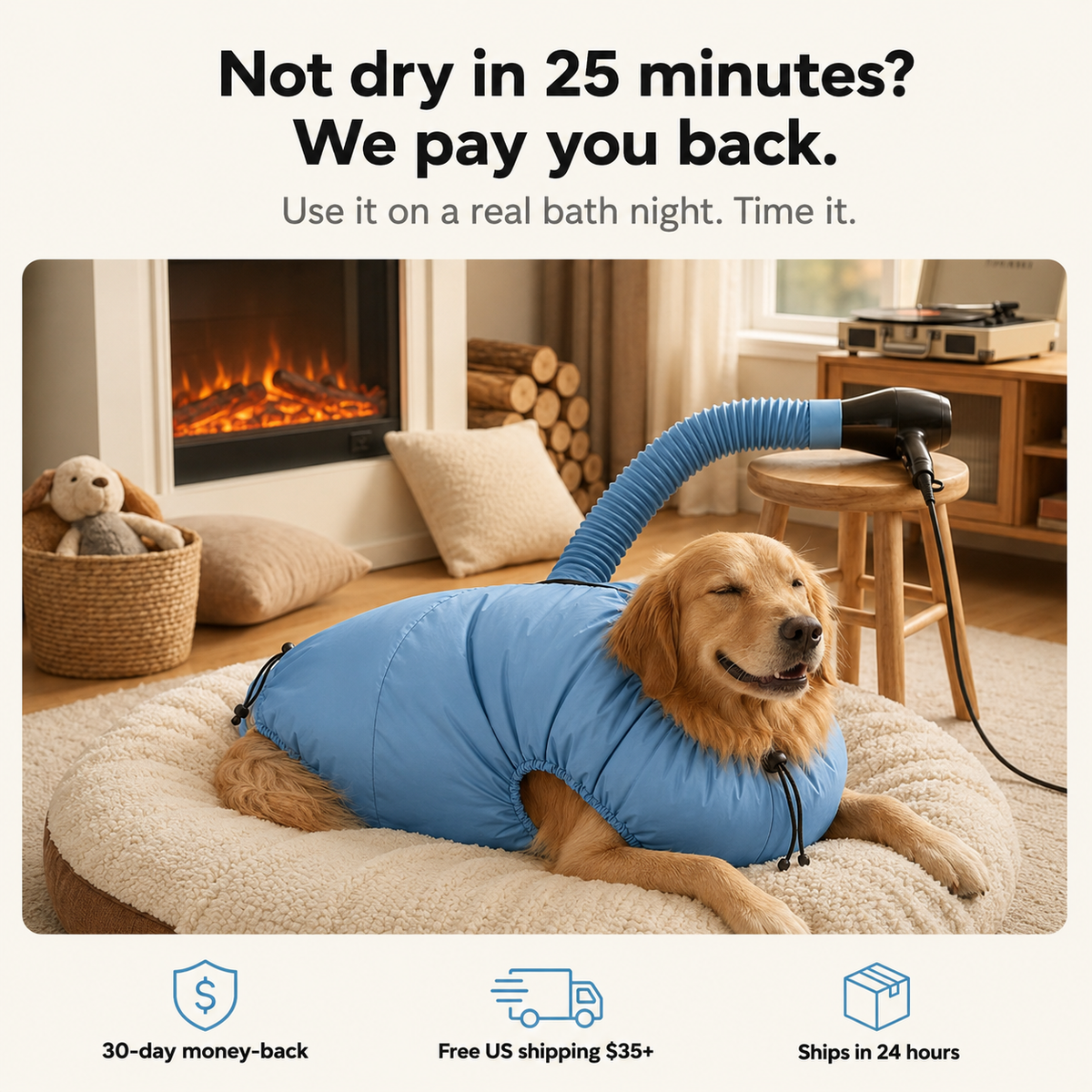 Quick Pet Hair Drying Suit for Small, Medium & Large Dogs and Cats